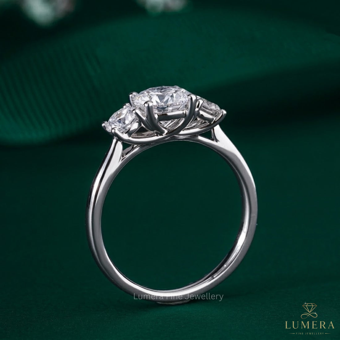 1.00 CT Round Brilliant Diamond Trilogy Engagement Ring