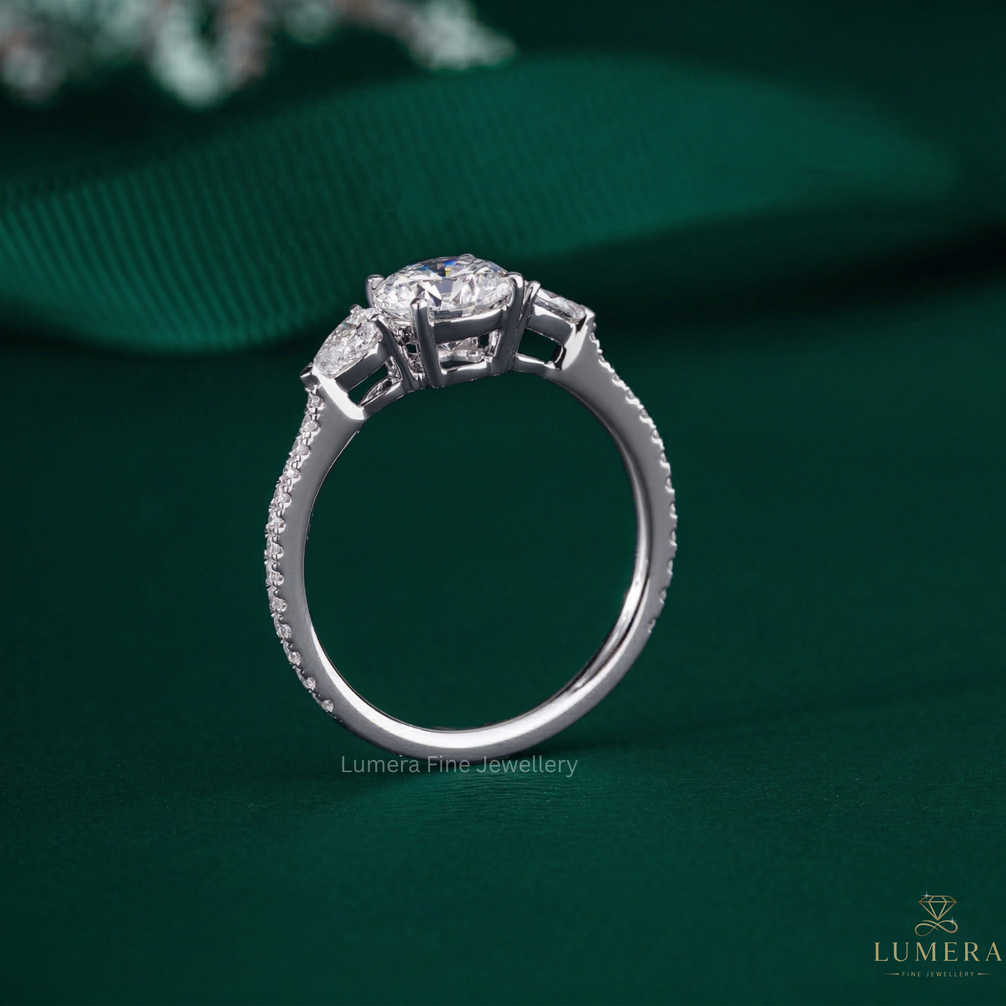 1.00 ct Round Shape Lab Grown Diamond Dainty Pave Set Solid Gold Bridal Engagement Ring