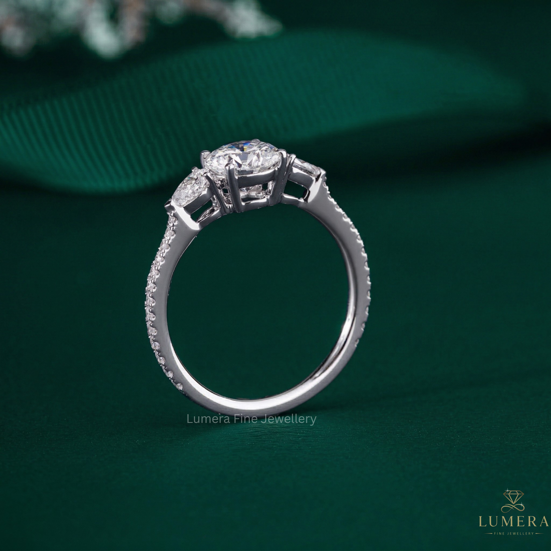 1.00 ct Round Shape Lab Grown Diamond Dainty Pave Set Solid Gold Bridal Engagement Ring