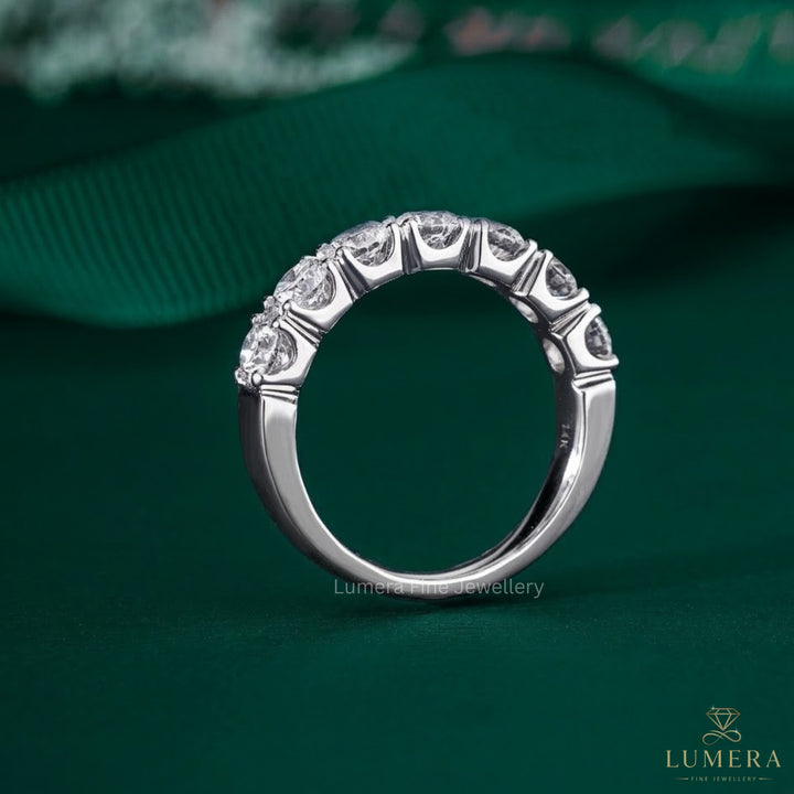 1.5 TCW Round Brilliant Lab Grown Diamond Semi-Eternity Solid Gold Engagement Band