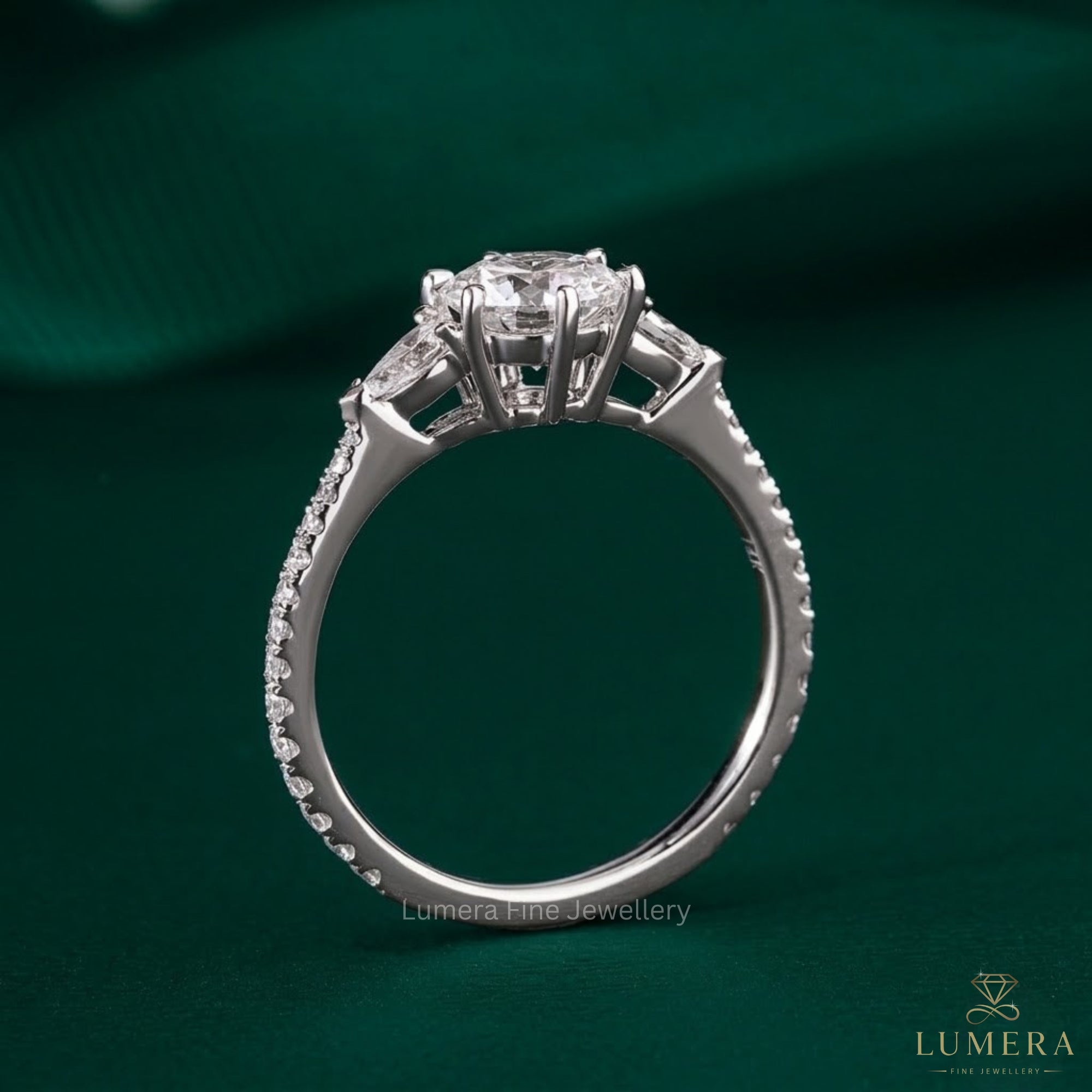 1.00 CT Round Cut Diamond Pave Set Engagement Ring