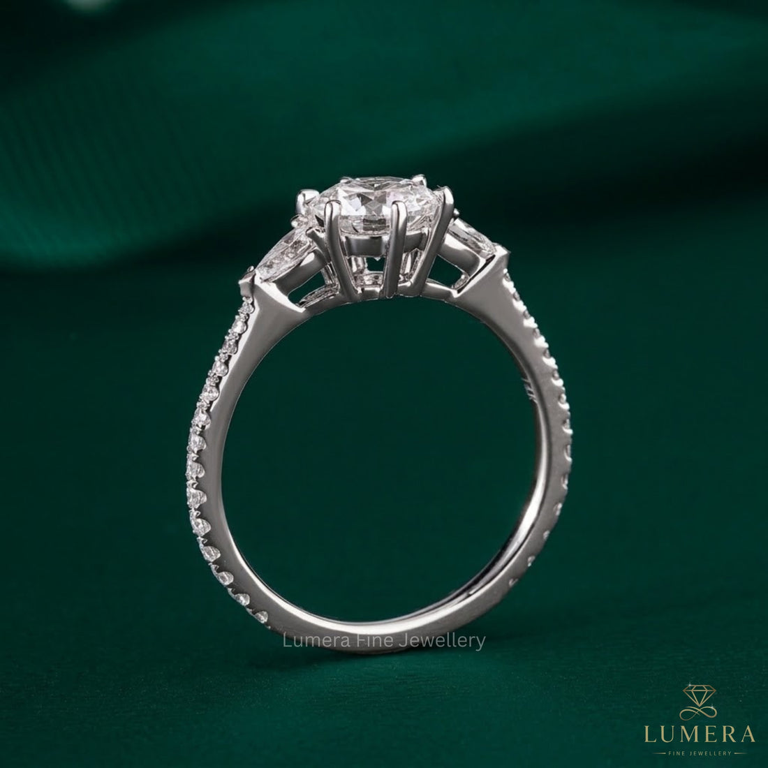 1.00 CT Round Cut Diamond Pave Set Engagement Ring