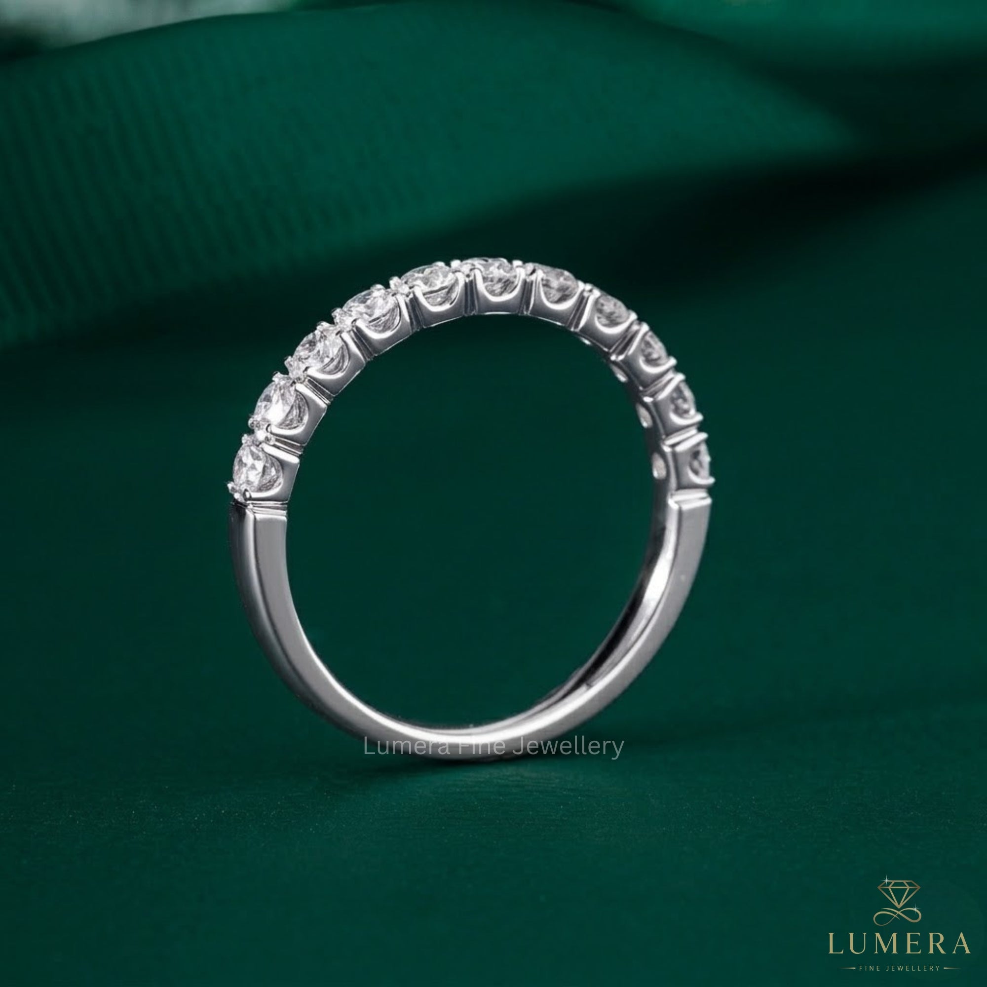 0.50 TCW Round Cut Lab Grown Diamond Half Eternity Sparkling Stackable Wedding Band