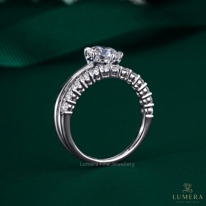 1.00 CT Round Brilliant Diamond with Eternity Band Engagement Ring