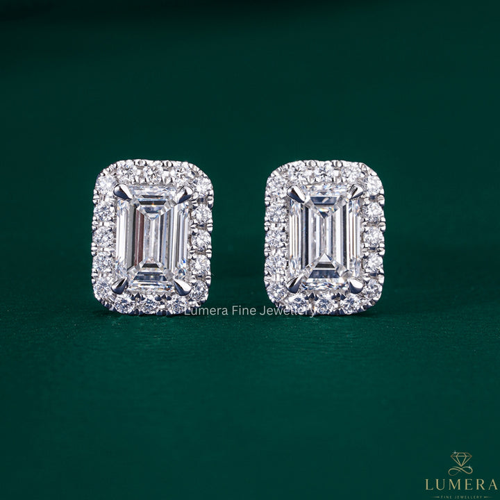1.60 TCW Emerald Cut Lab Grown Diamond Stud Earrings