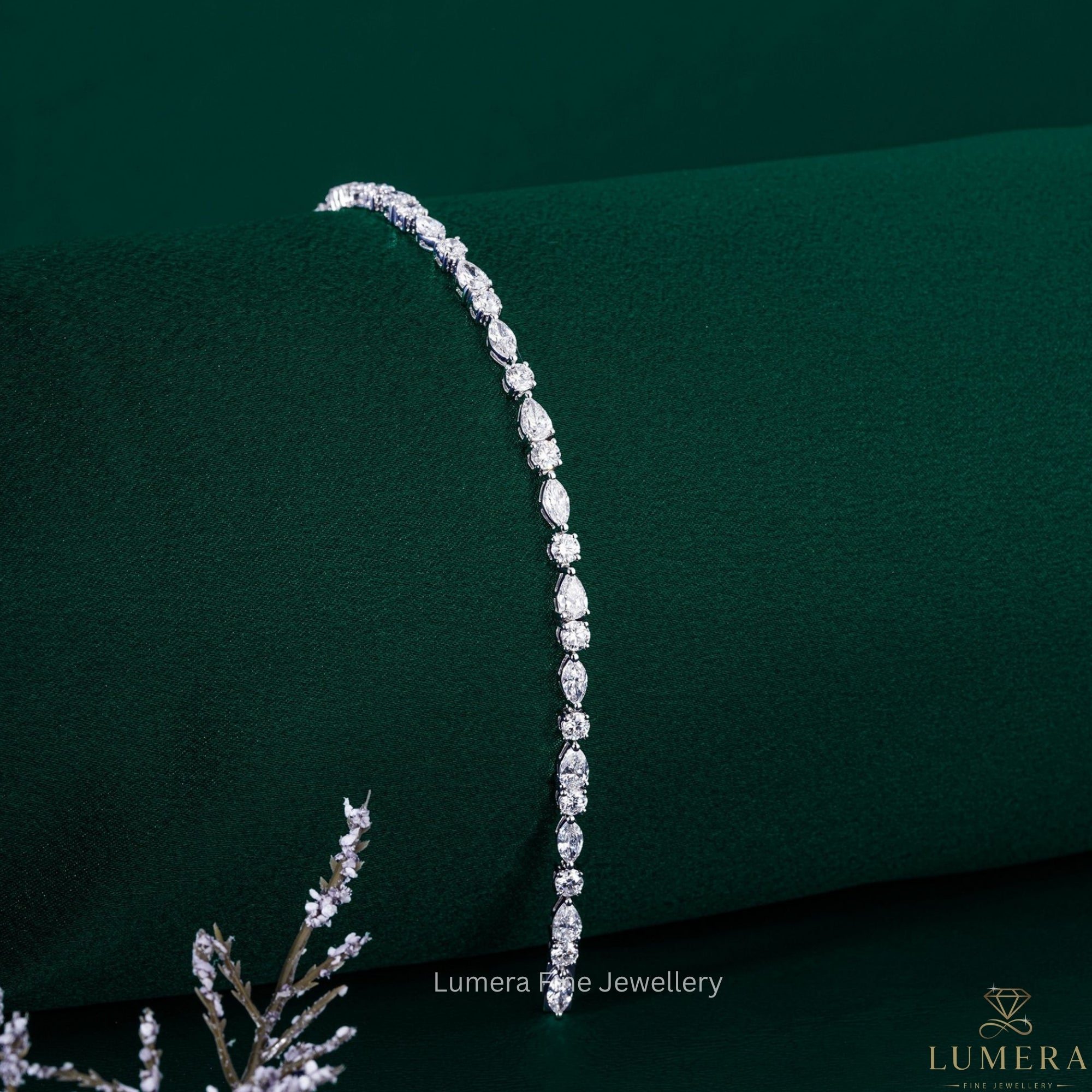 Pear-Marquise-Round Multi Cut Lab Grown Diamond Tennis Bracelet