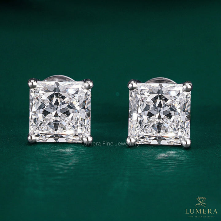 1.40 TCW Princess Cut Lab Grown Diamond Stud Earrings