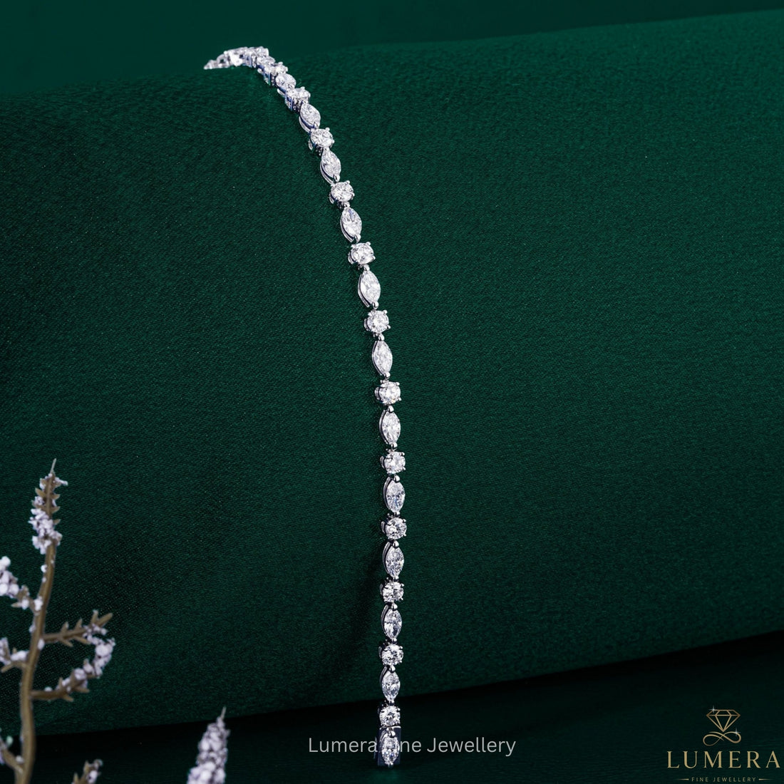 Marquise-Round Multi Cut Lab Grown Diamond Tennis Bracelet