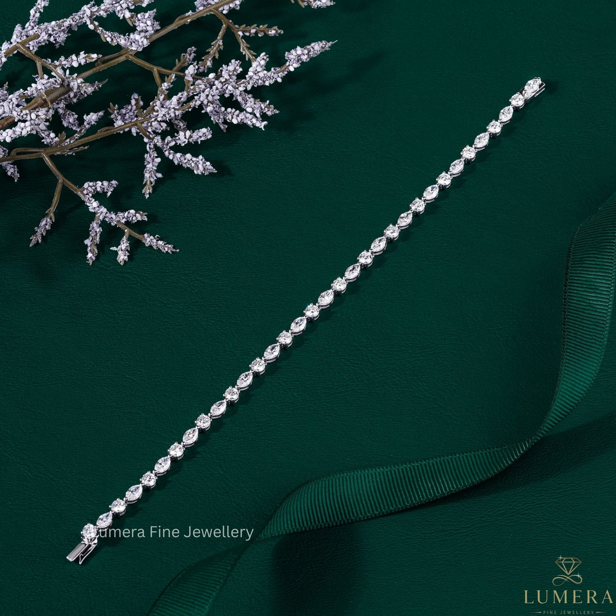 Marquise-Round Multi Cut Lab Grown Diamond Tennis Bracelet