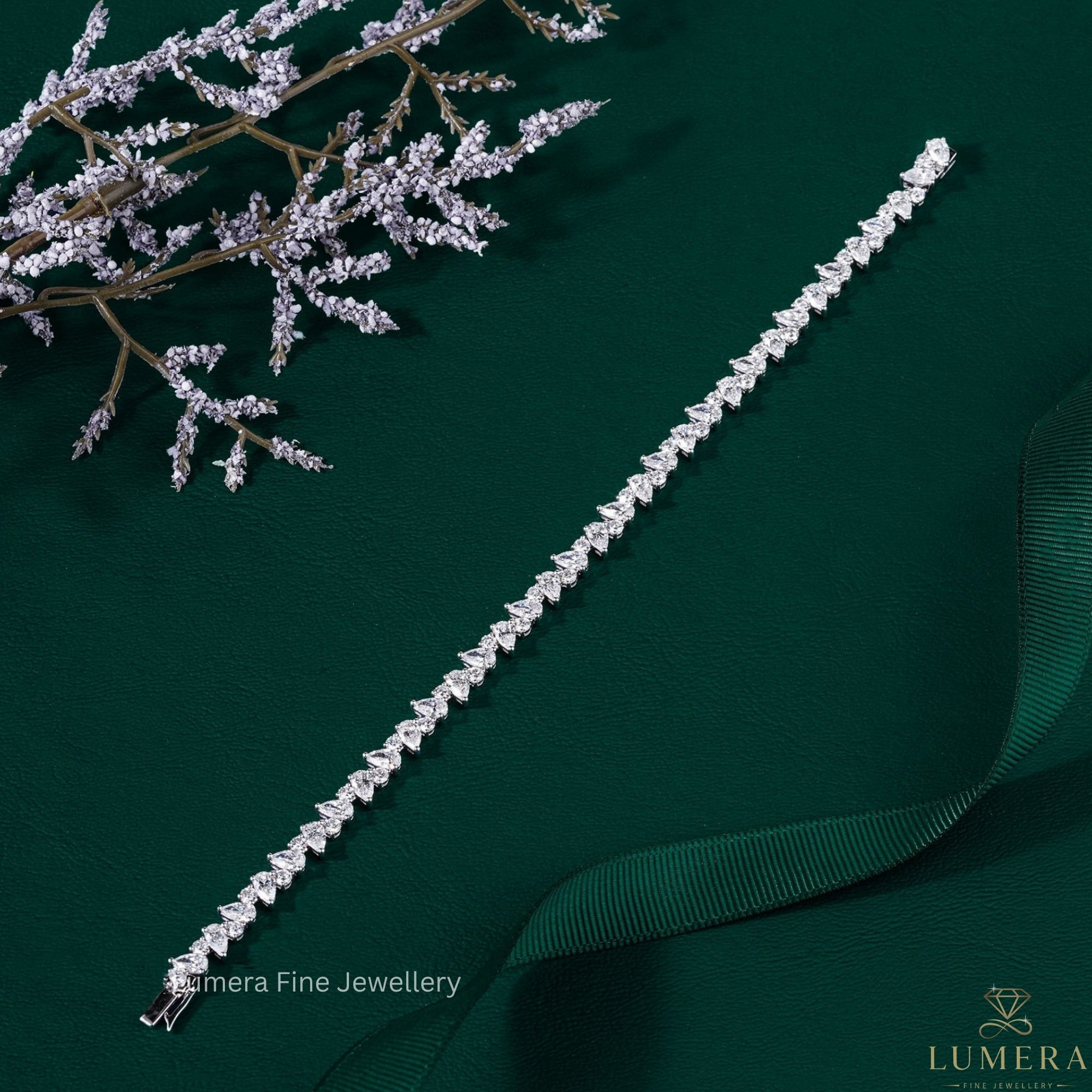 Pear-Round Lab Grown Diamond Mixed Cut Tennis Bracelet