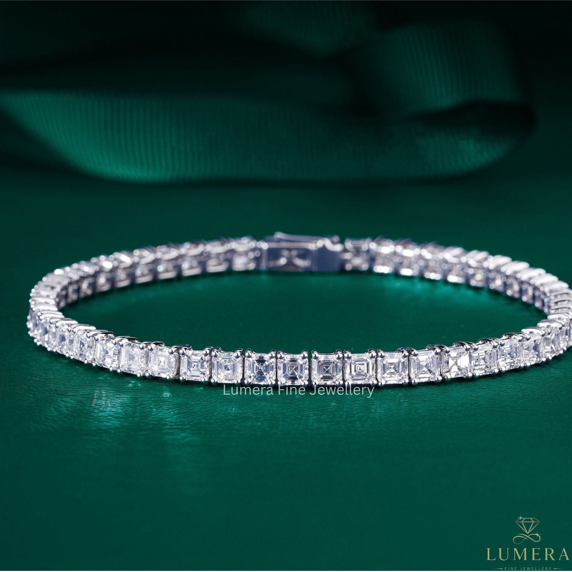 Asscher Step Cut Lab Grown Diamond Tennis Bracelet