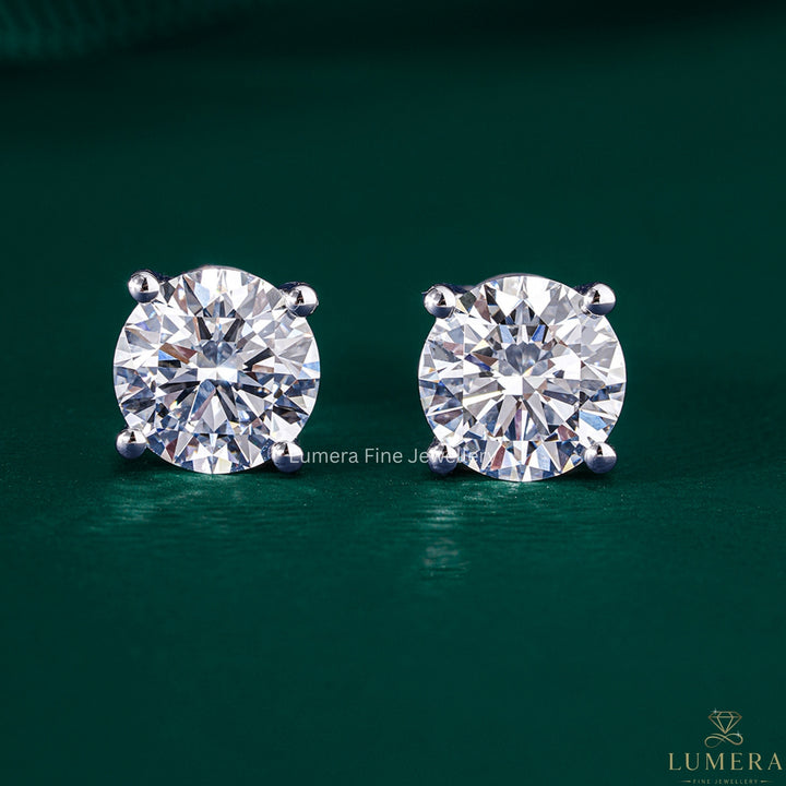 3.0 TCW Round Cut Lab Grown Diamond Stud Earrings