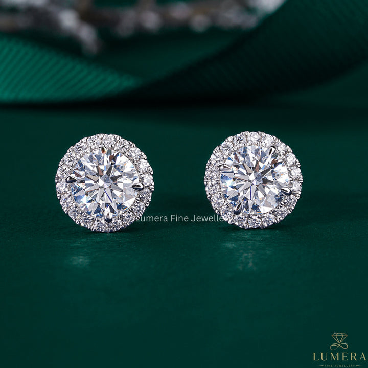 2.0 TCW Round Cut Lab Grown Diamond Stud Earrings