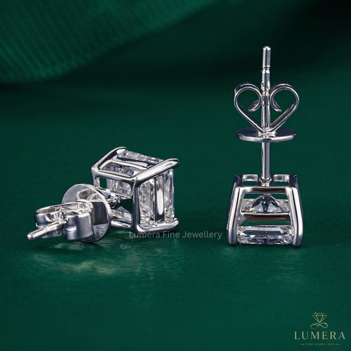 1.40 TCW Princess Cut Lab Grown Diamond Stud Earrings