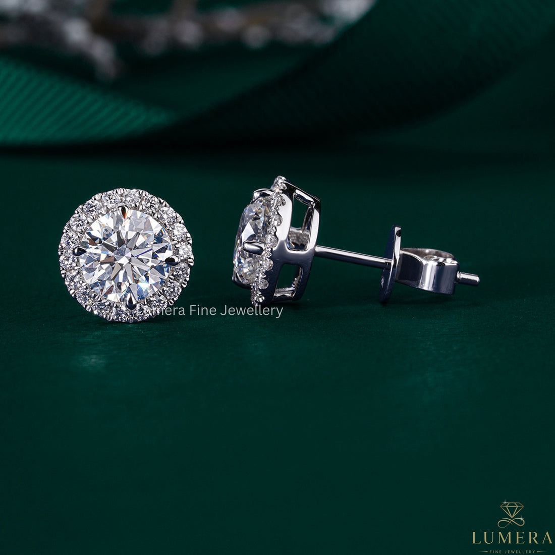 2.0 TCW Round Cut Lab Grown Diamond Stud Earrings