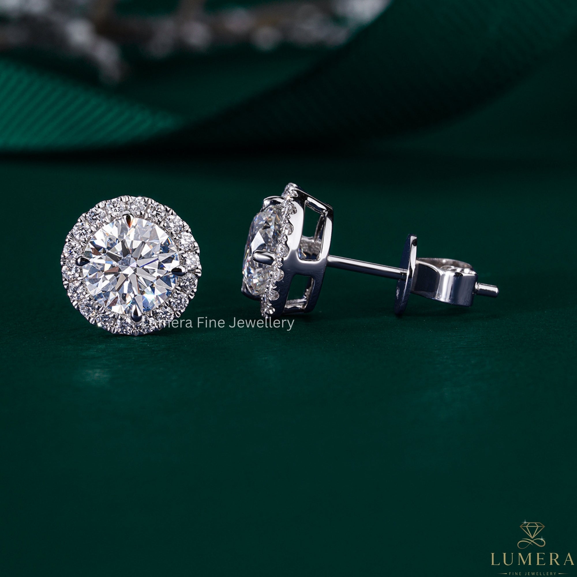 2.0 TCW Round Cut Lab Grown Diamond Stud Earrings