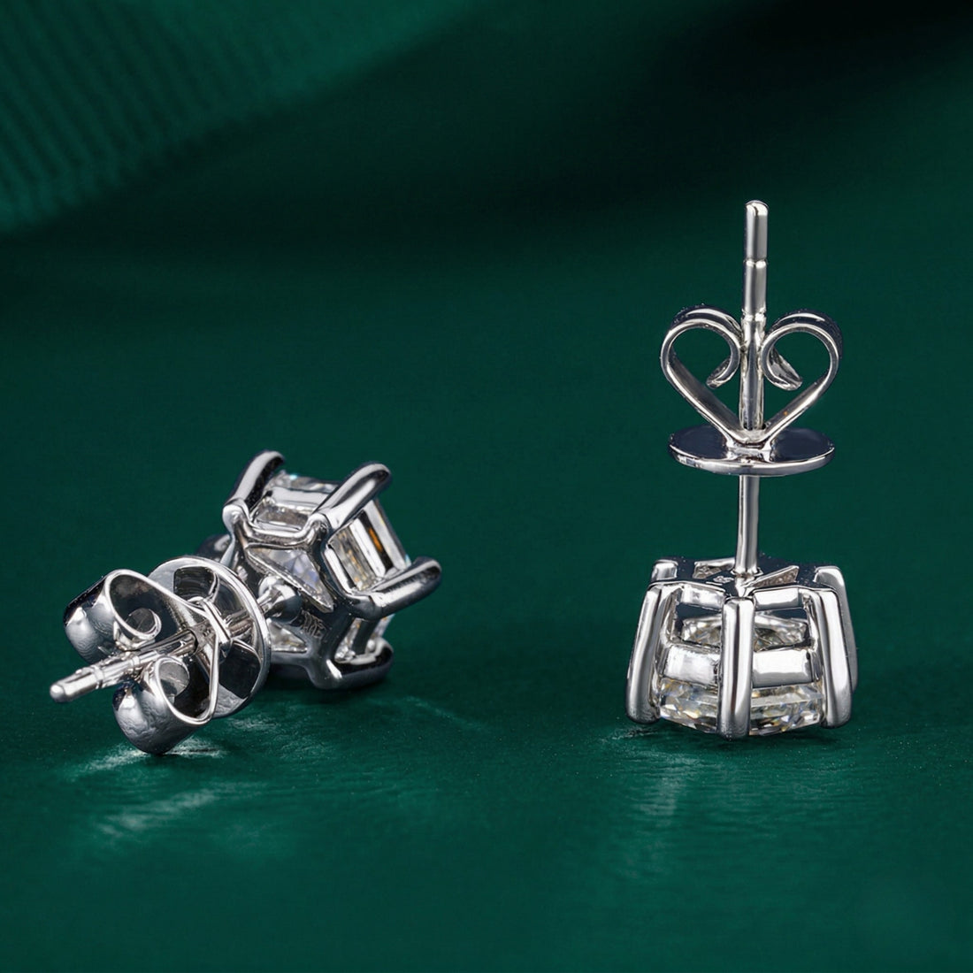 2.0 TCW Hexagon Cut Lab Grown Diamond Stud Earrings