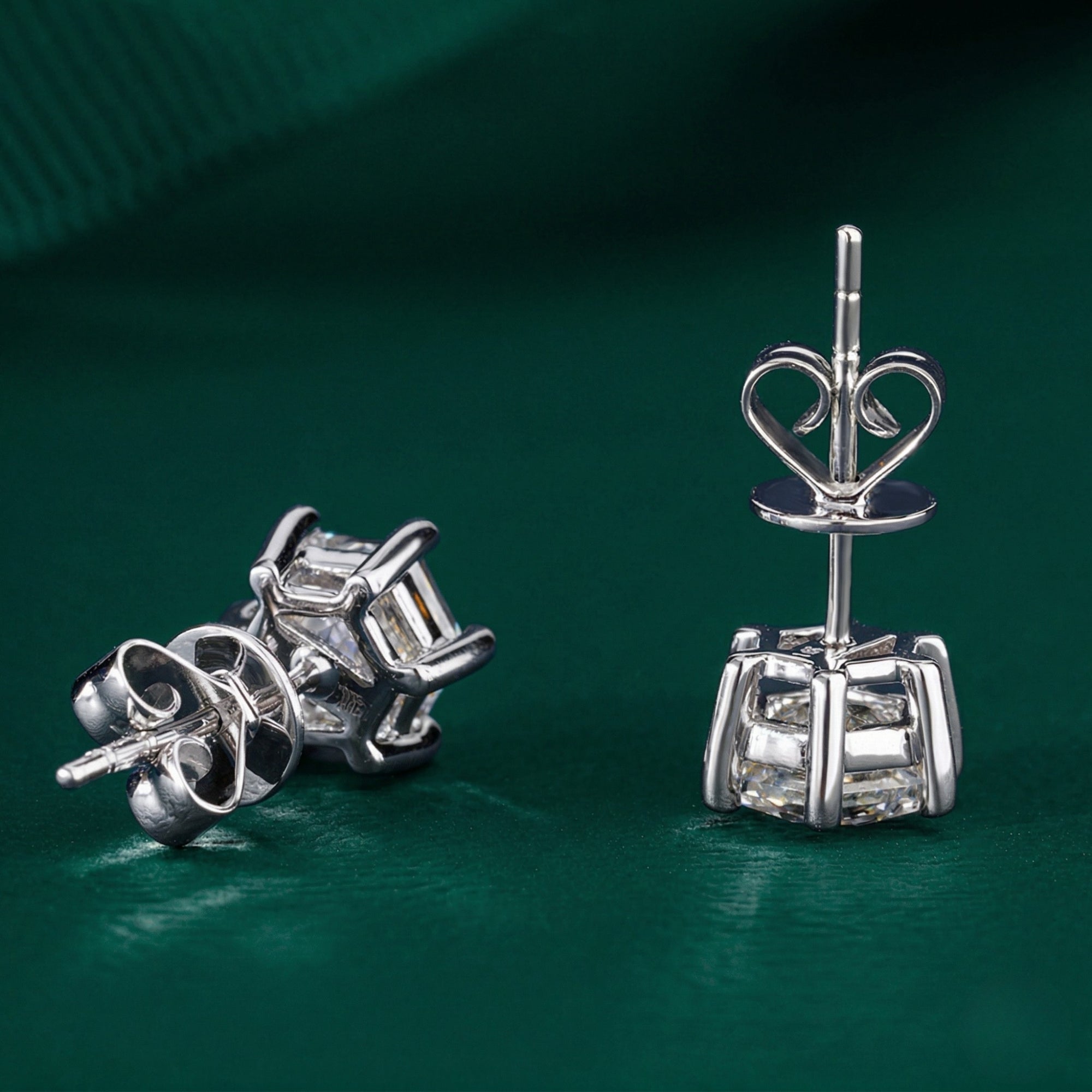 2.0 TCW Hexagon Cut Lab Grown Diamond Stud Earrings