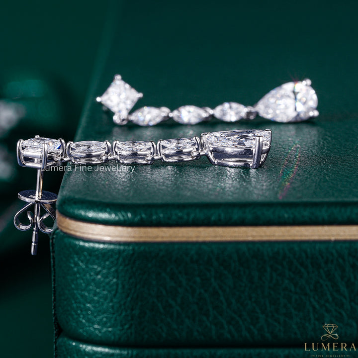 3.50 TCW Lab Grown Diamond Pear Cut Dangle Earrings