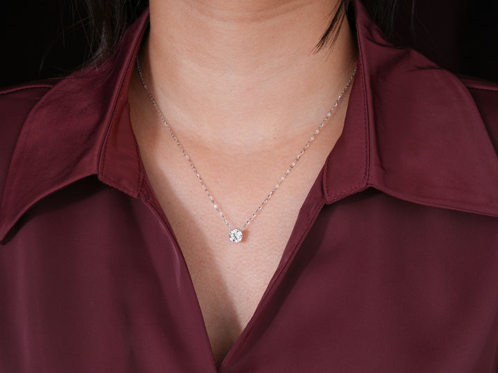 1.2 CT Round Cut Solitaire Pendant, Handcrafted 6.5 MM Round Necklace