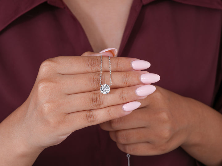 2 Carat Lab Grown Round Cut Sparkling Diamond Solitaire Necklace