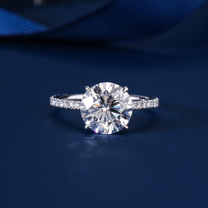 3.00 CT Round Brilliant Cut Hidden Accent Petite Diamond Engagement Ring