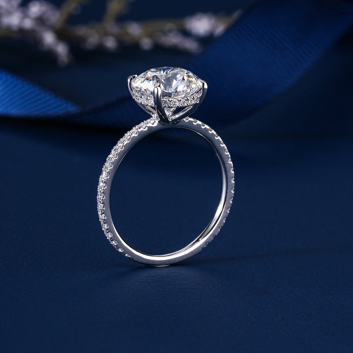 3.00 CT Round Brilliant Cut Hidden Accent Petite Diamond Engagement Ring