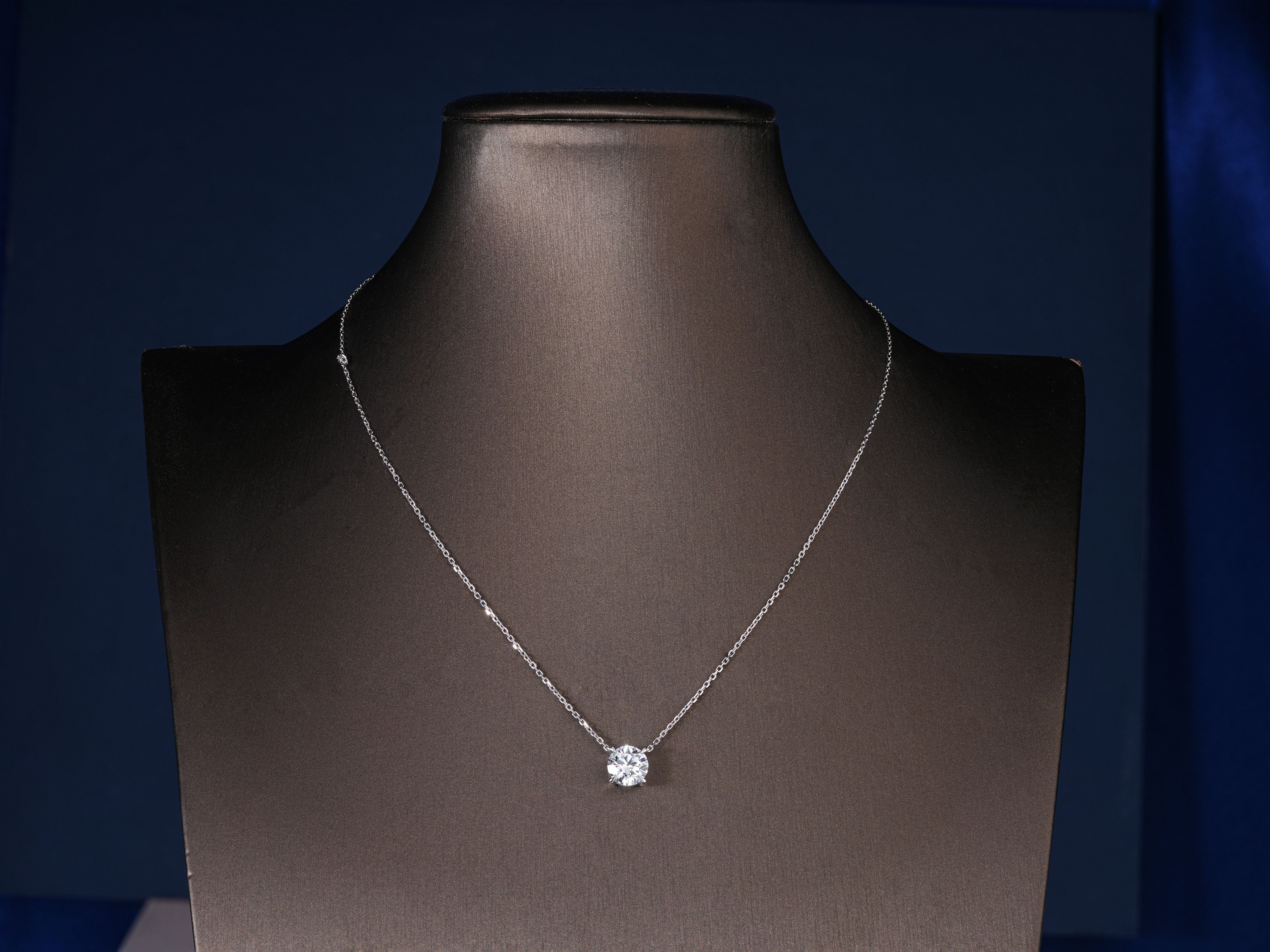 2 Carat Lab Grown Round Cut Sparkling Diamond Solitaire Necklace