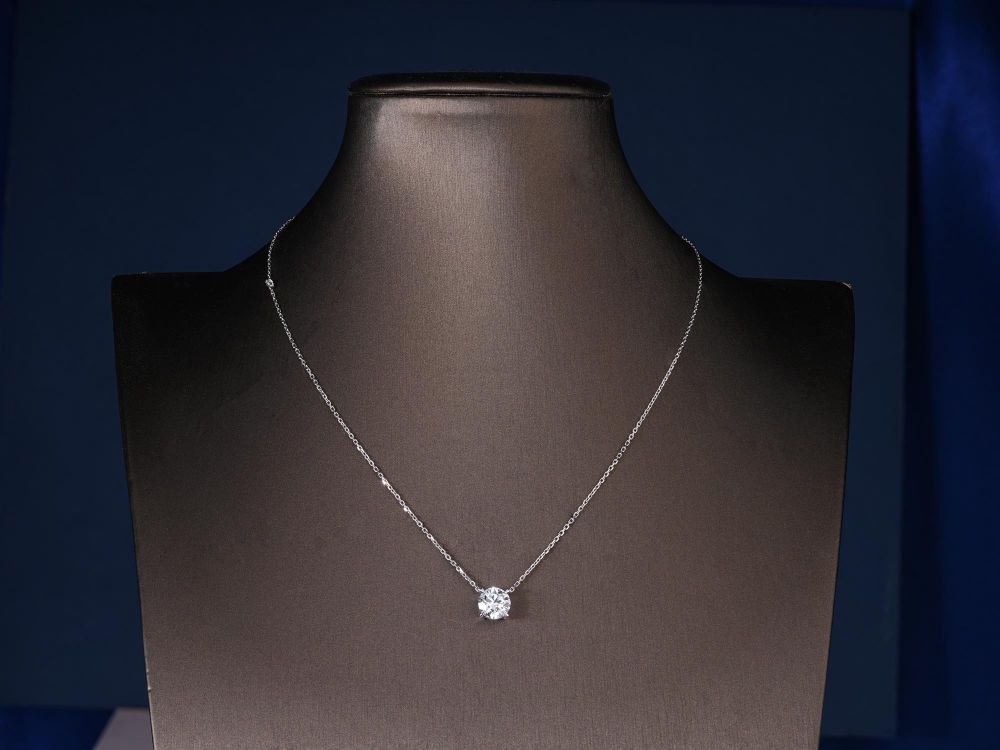 2 Carat Lab Grown Round Cut Sparkling Diamond Solitaire Necklace