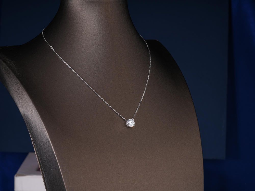 2 Carat Lab Grown Round Cut Sparkling Diamond Solitaire Necklace