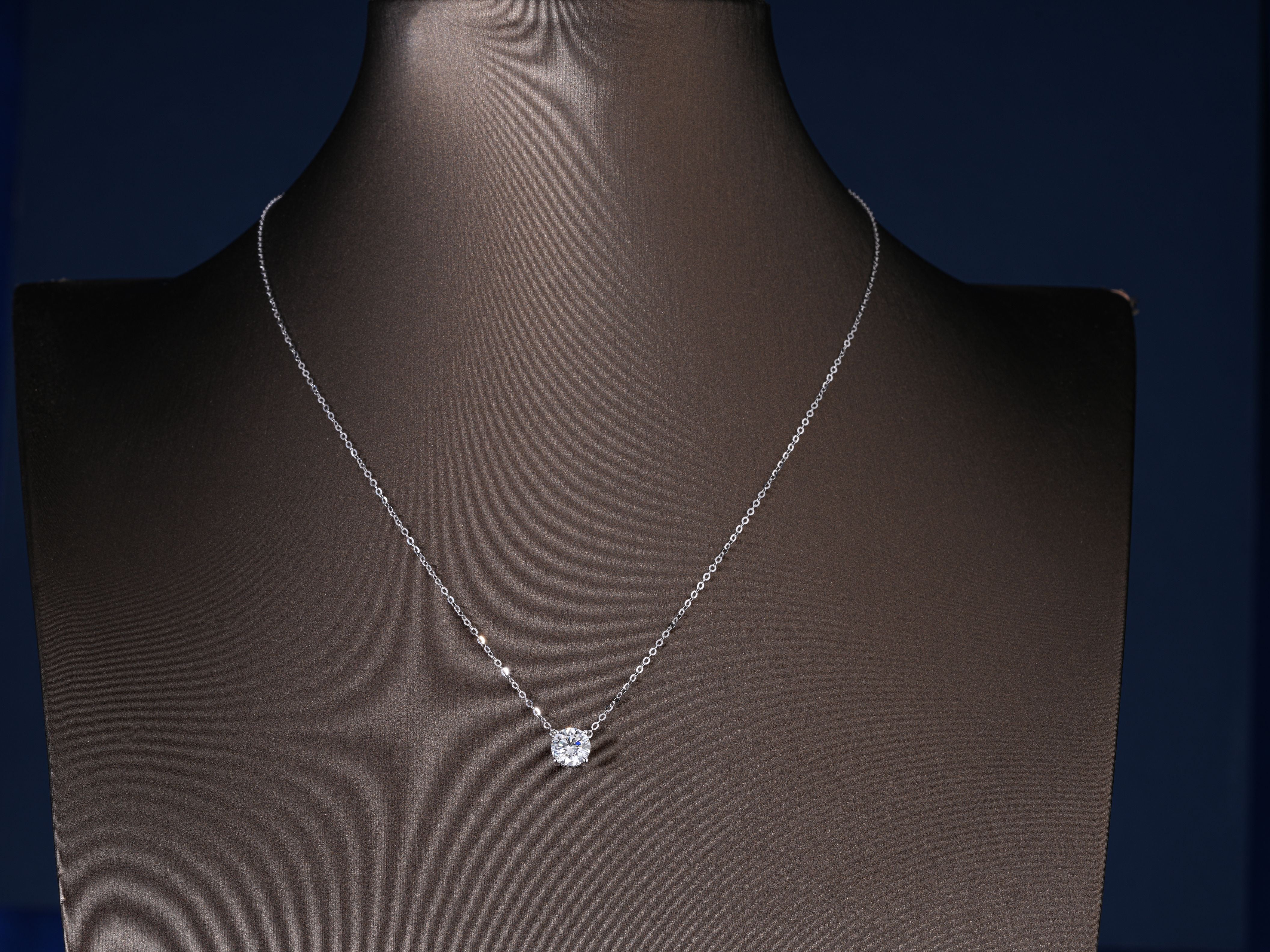 1.1 Carat Round Brilliant Cut Lab Grown Solitaire Necklace