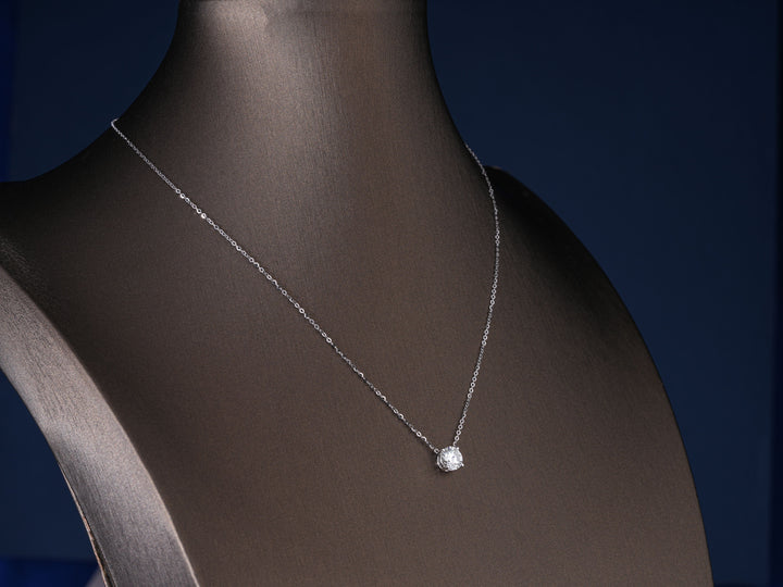 1.1 Carat Round Brilliant Cut Lab Grown Solitaire Necklace