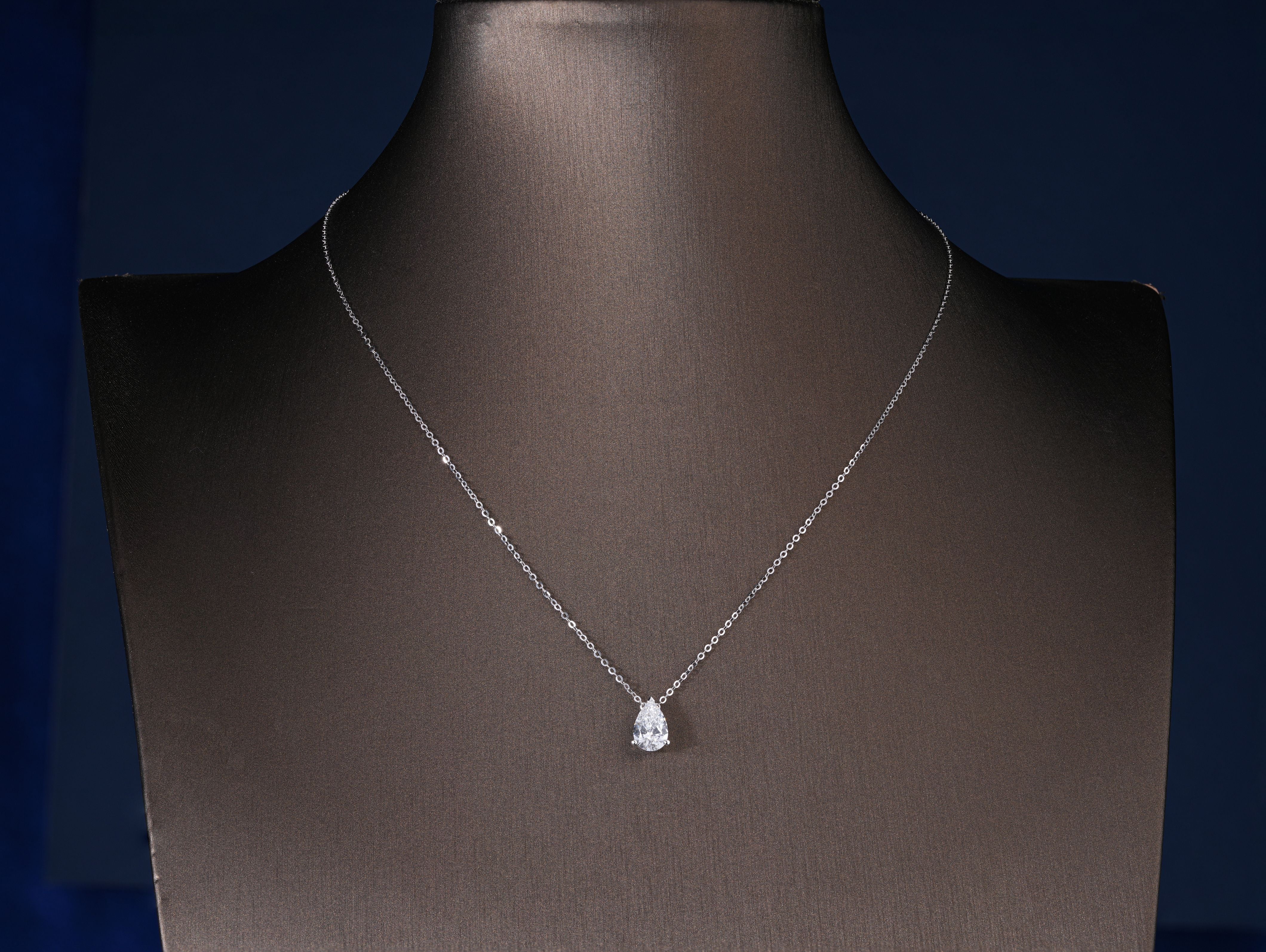 1.10 TCW Pear Cut Solitaire Necklace