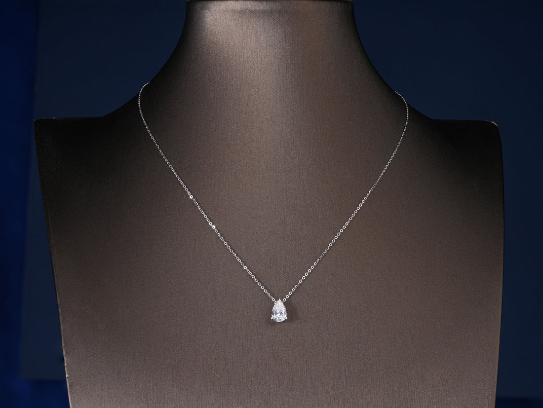 1.10 TCW Pear Cut Solitaire Necklace