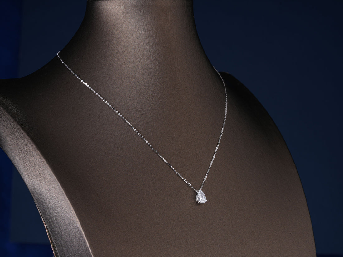1.10 Carat Pear Shaped Lab Diamond Style Necklace