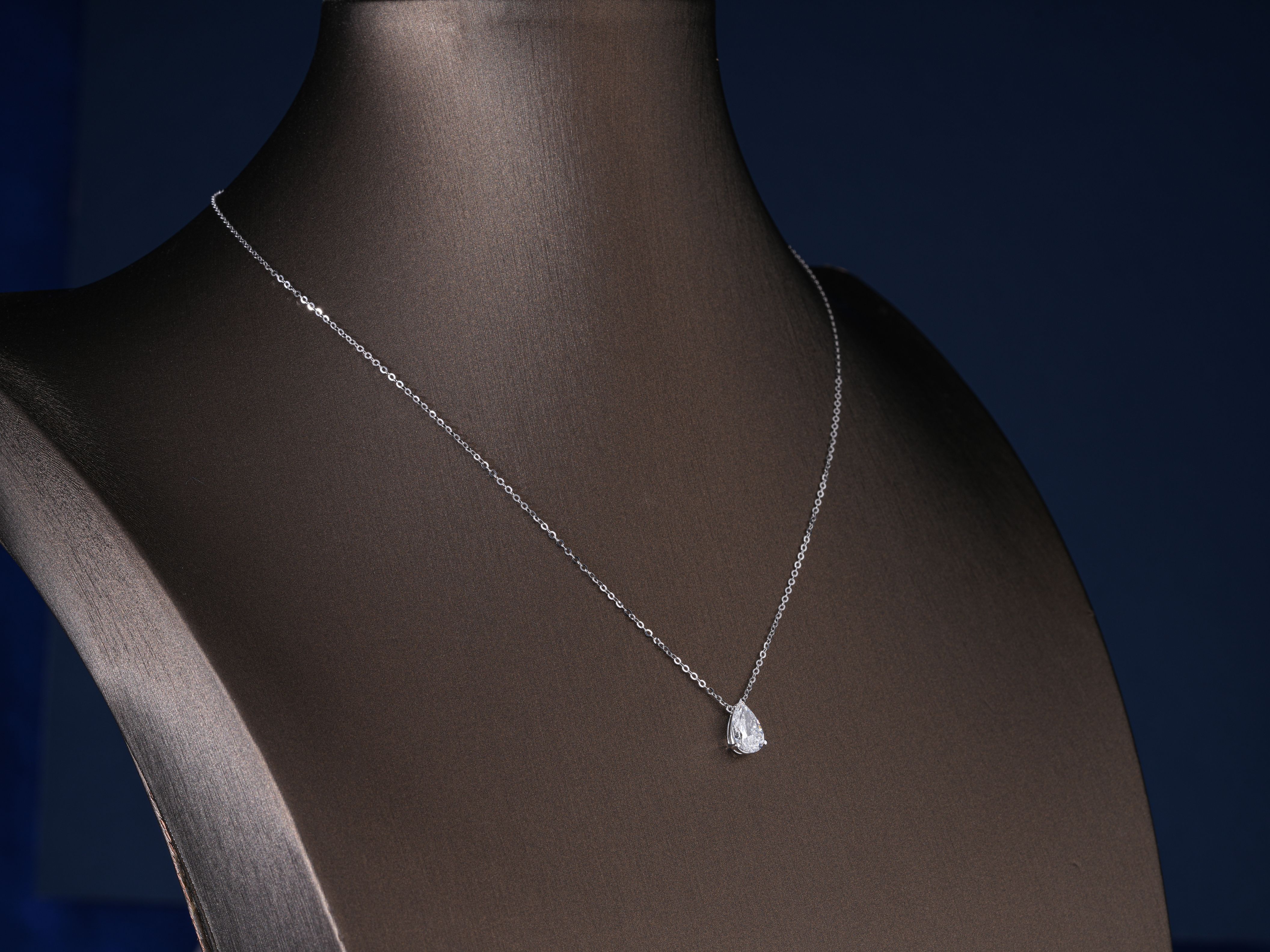 1.10 TCW Pear Cut Solitaire Necklace
