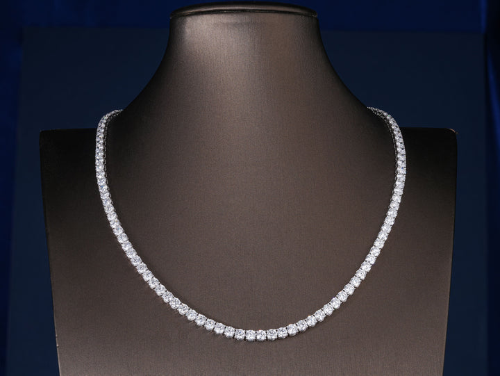 16.385 TCW Round Cut Lab Diamond Tennis Necklace