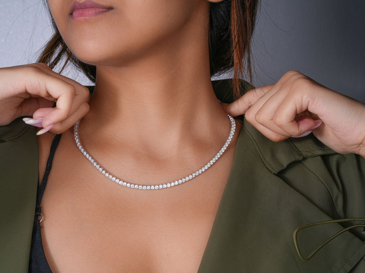 26.00 TCW Round Cut Lab Grown Diamond Tennis Necklace