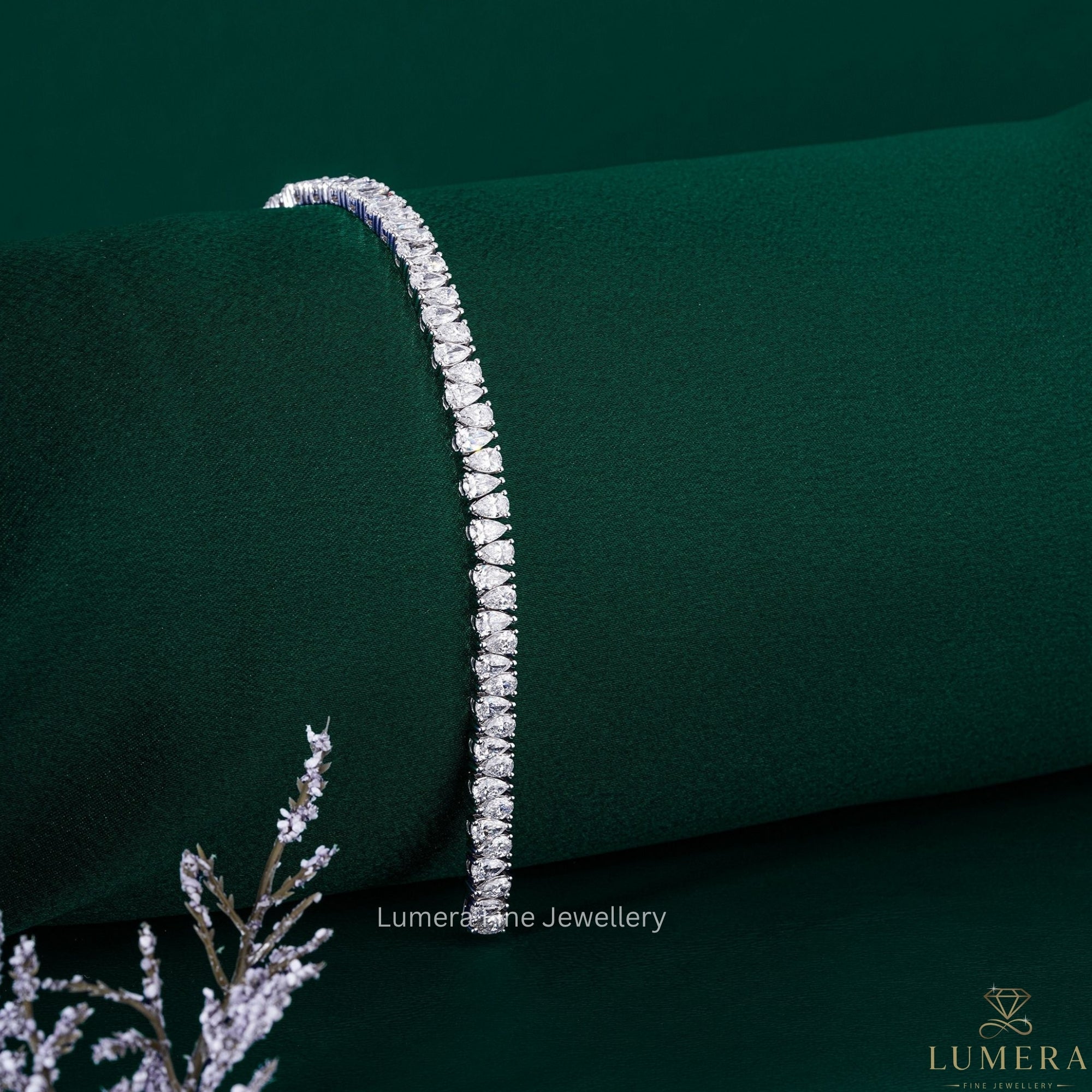 Pear Cut Lab Grown Diamond Tennis Bracelet