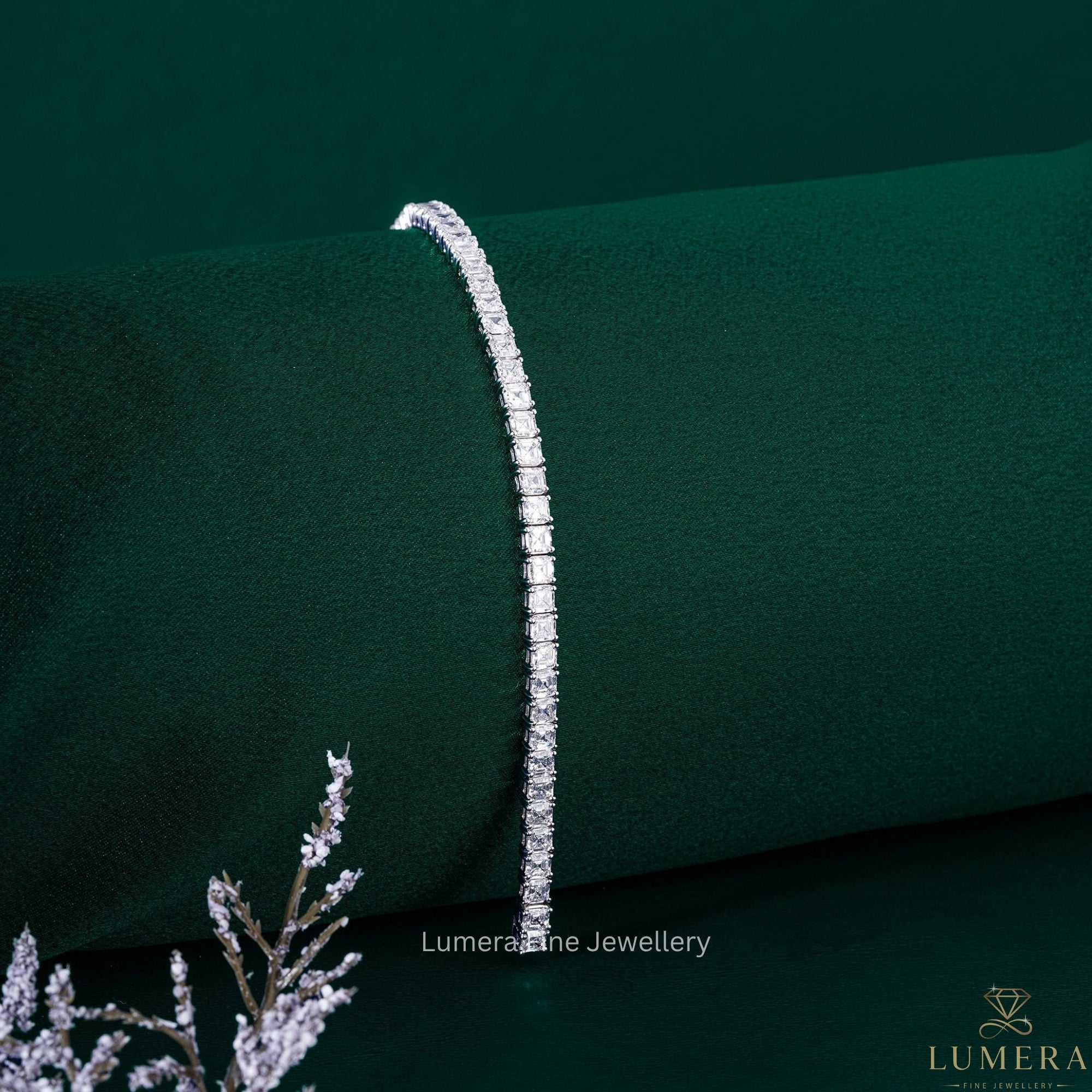 Asscher Step Cut Lab Grown Diamond Tennis Bracelet