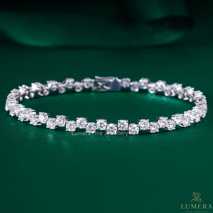 Round Lab Grown Diamond Wide Look Tennis Bracelet