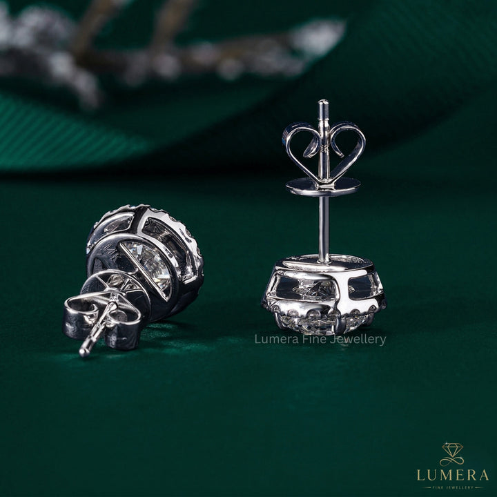 2.0 TCW Round Cut Lab Grown Diamond Stud Earrings