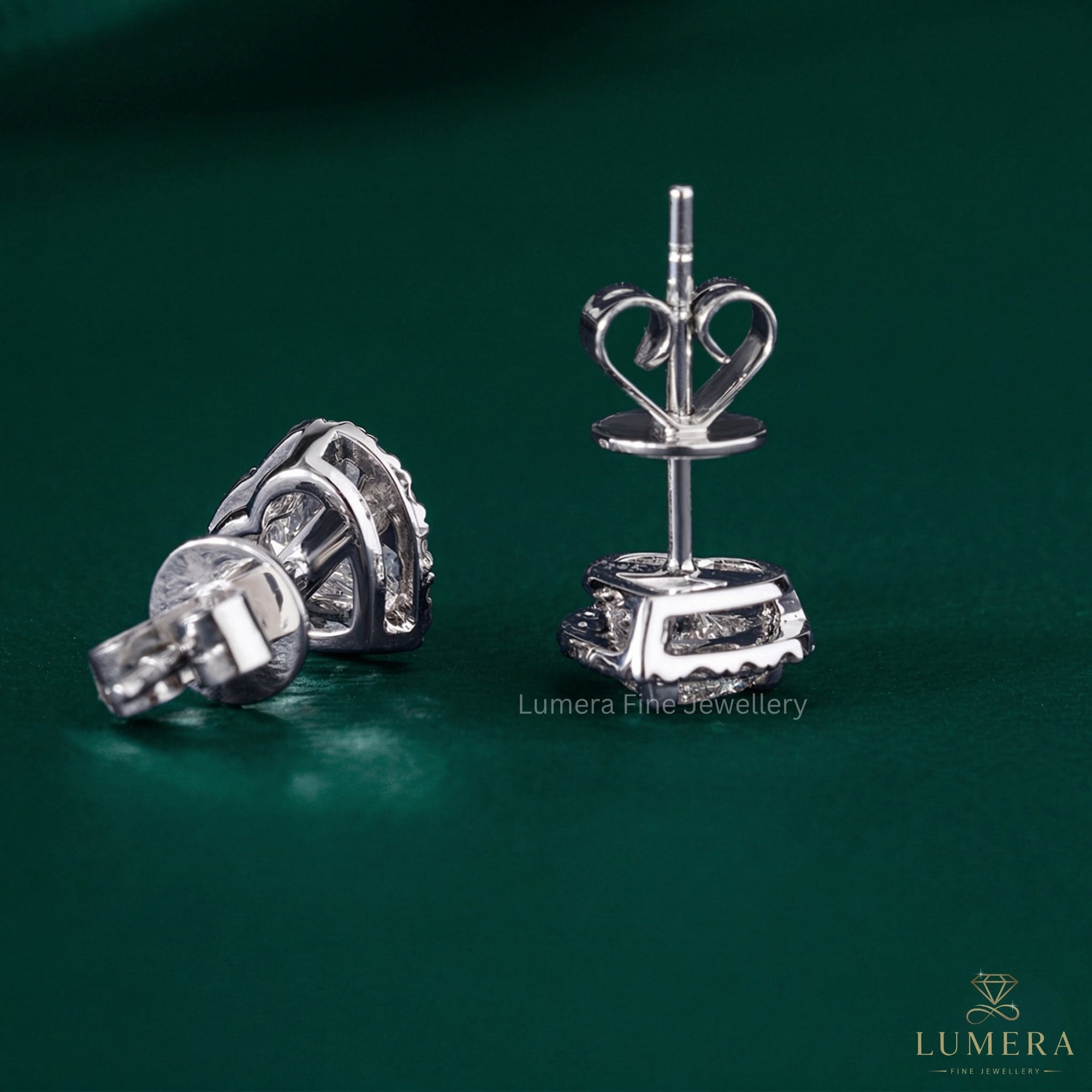 1.0 TCW Heart Cut Lab Grown Diamond Stud Earrings