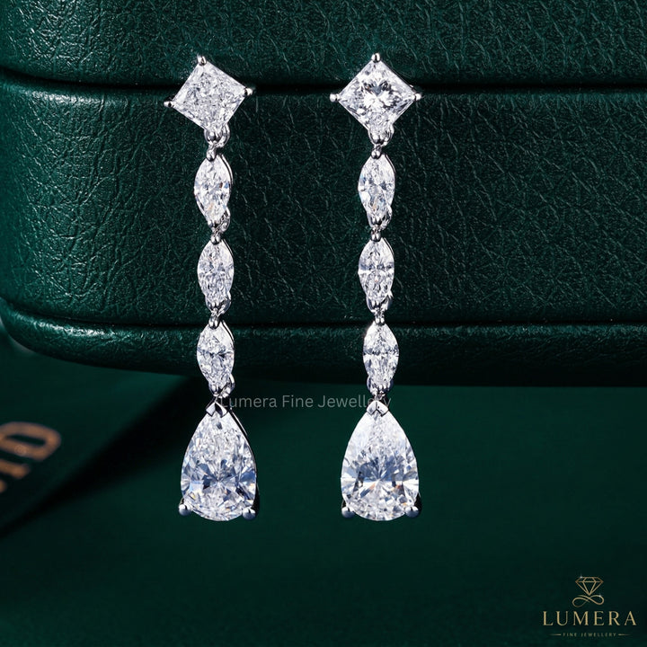 3.50 TCW Lab Grown Diamond Pear Cut Dangle Earrings