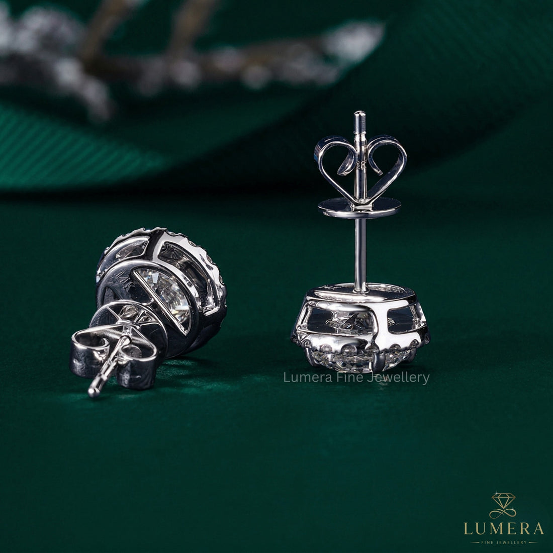 2.0 TCW Round Cut Lab Grown Diamond Stud Earrings